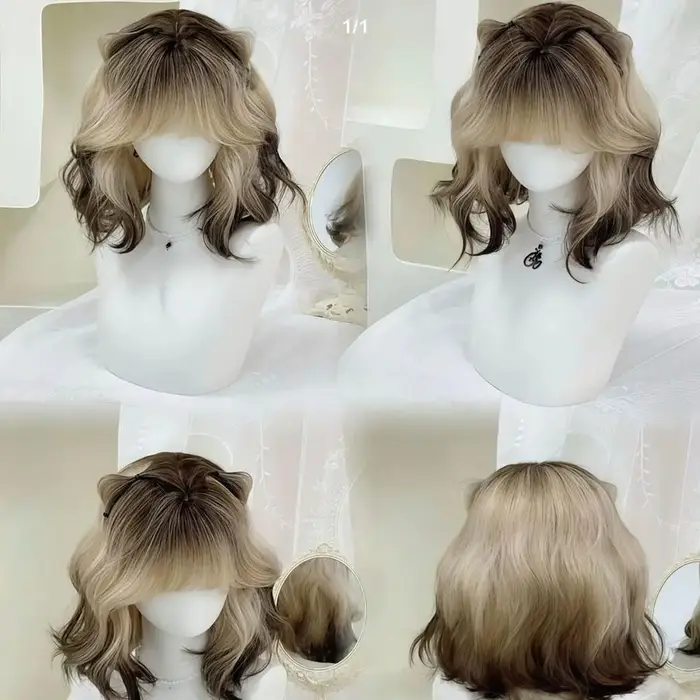 Perruque synthétique noire dégradée Blonde Lolita pour femmes