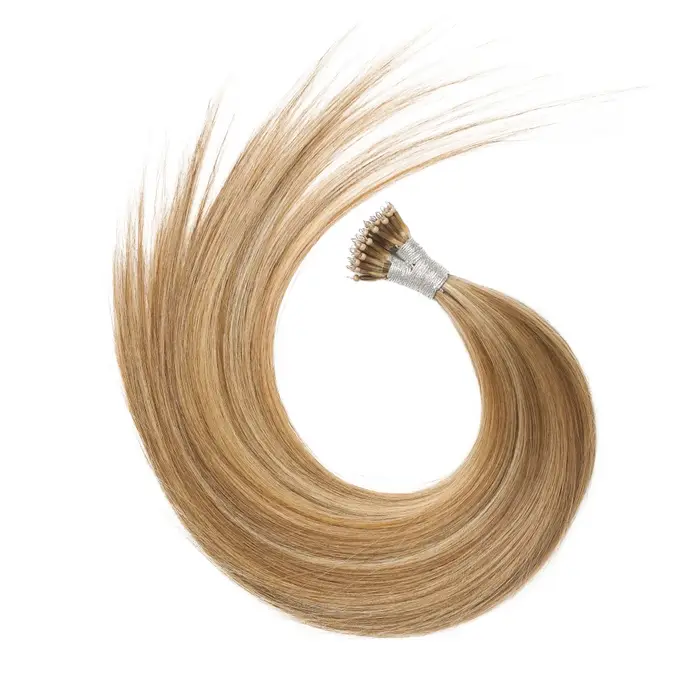 Extensions de cheveux Nano Rings à pointe droite, cheveux humains vierges naturels Shadow 100%, lots de cheveux blonds en vrac, micro-perles, kératine en gros