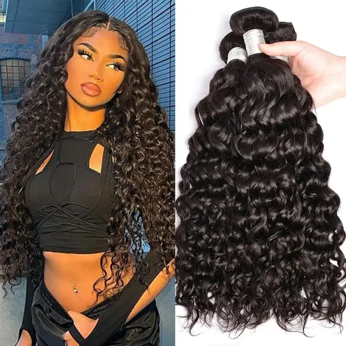 Extensions de cheveux humains Remy malaisiens non traités, bouclés, ondulés profonds, lots de mèches