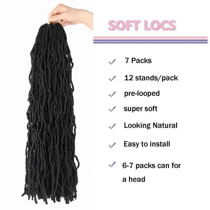 8 pièces de dreadlocks synthétiques résistantes à la chaleur, fausses locs, 24 pouces, extensions sy