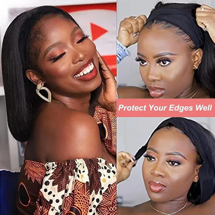 Perruques Bandeau Jupade 100% Cheveux Humains Lisses Sans Colle Bob Demi-Perruques