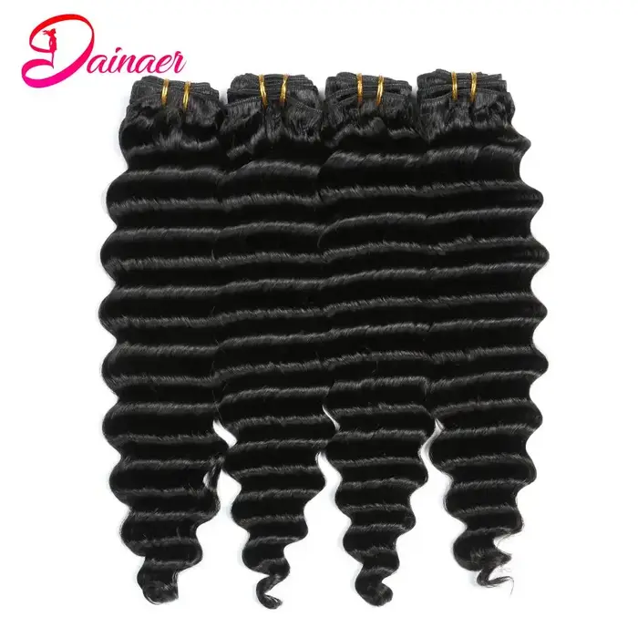 Tissage en Lot Brésilien Naturel Deep Wave avec Closure, 4x4