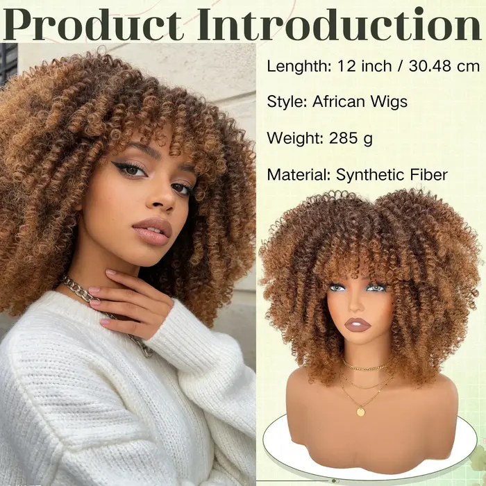 Perruque synthétique courte bouclée pour femmes