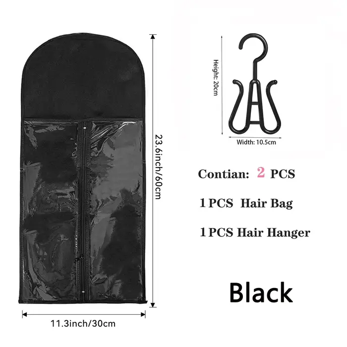 PRStyle-Cintre pour extensions de cheveux avec sac de rangement, support de rangement pour postiches