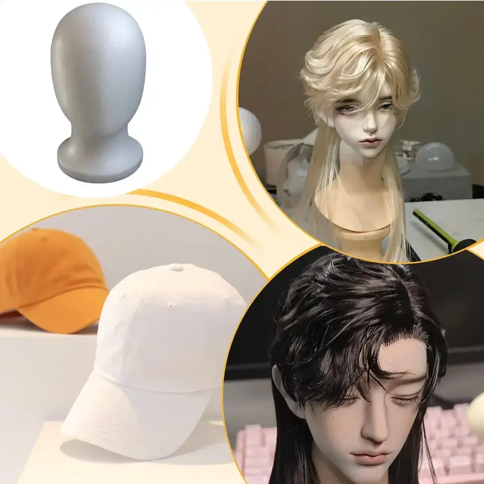 Tête de mannequin en mousse sans visage pour coiffure