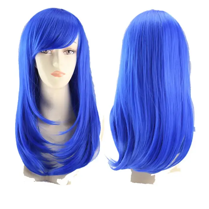 Perruque femme perruques droites perruque de cheveux synthétiques avec frange femme Cosplay perruques rouge bleu rose blanc vert Orange bordeaux marron