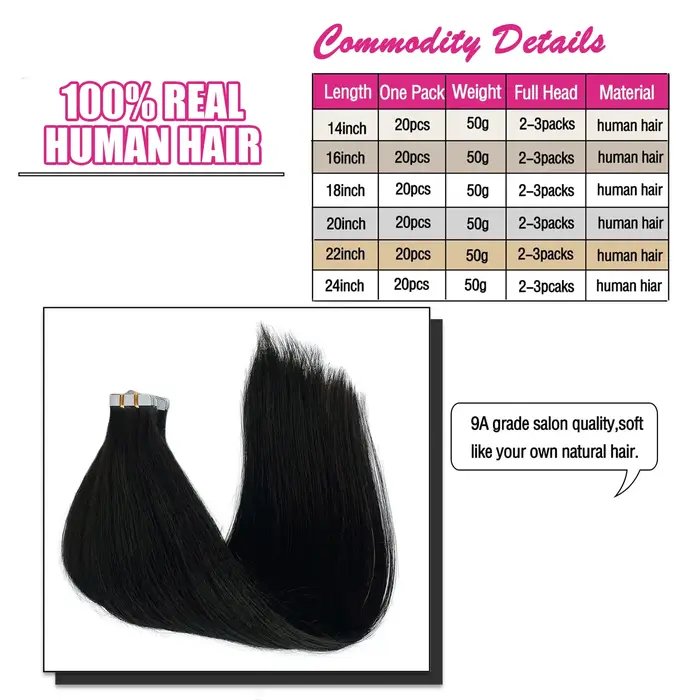 Extensions de cheveux à bandes adhésives