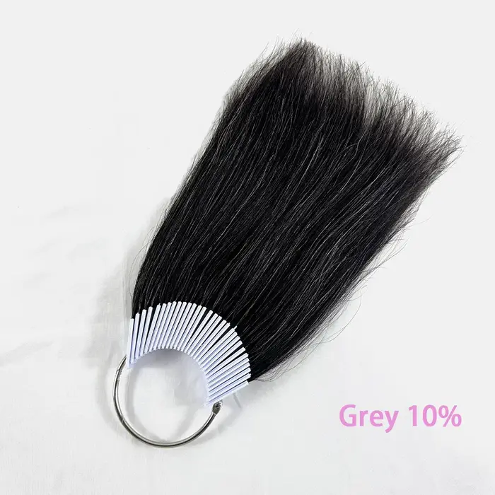 Échantillons de cheveux gris anneaux de couleur Extensions