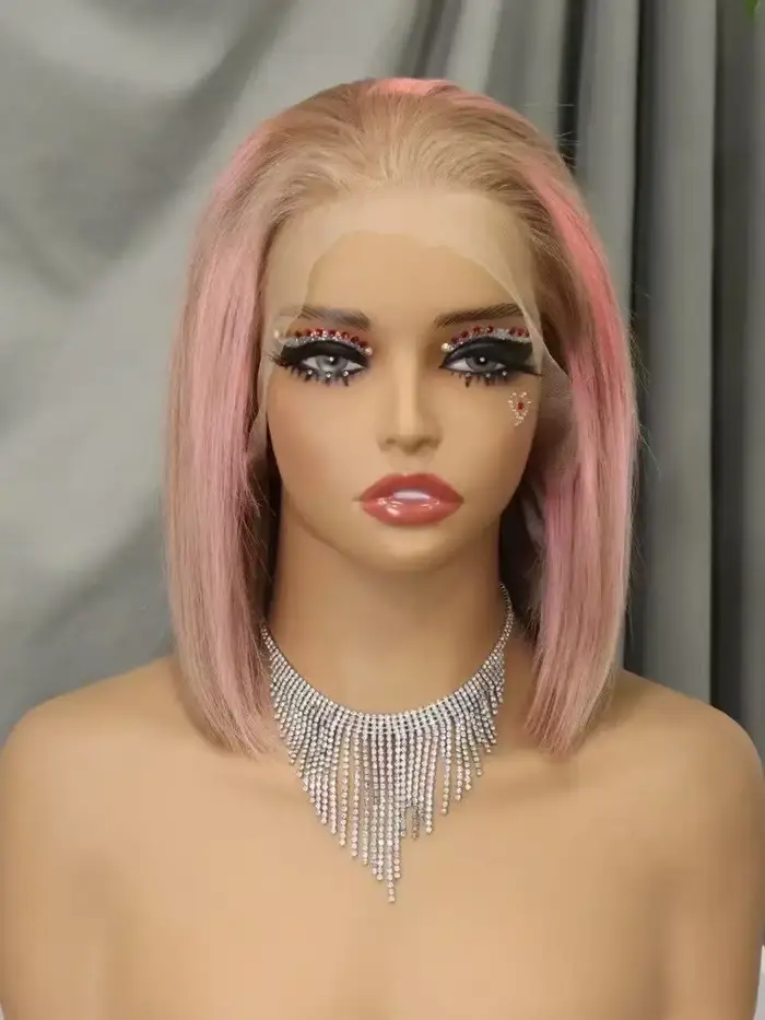 Perruque Bob Rose en Cheveux Humains