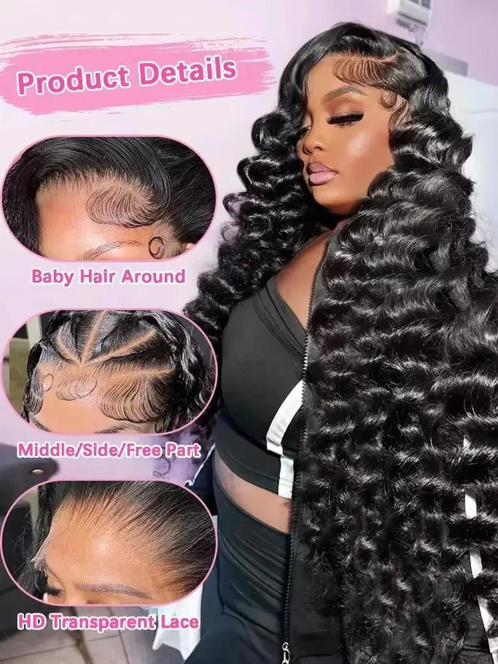 Perruques de cheveux humains bouclés à ondulations profondes, densité 250, 13x6 HD transparentes, av