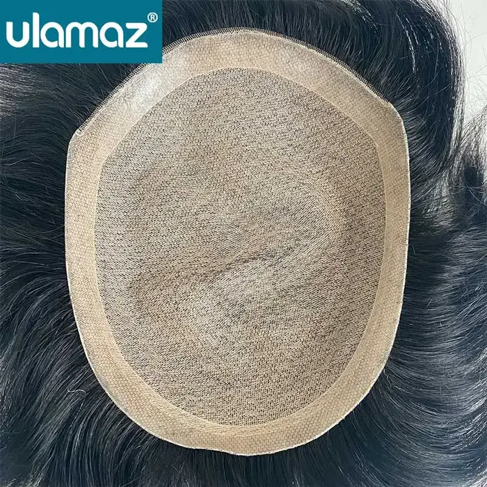 Base en soie partout pour hommes perruque sans noeud Realsitc toupet perruque hommes postiche nature