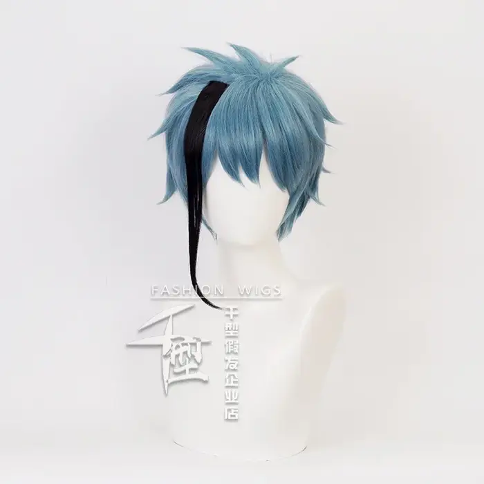 Perruque de cosplay Twisted Wonderland, perruque de sangsue Floyd diversifiée, reflets bleus, gris f