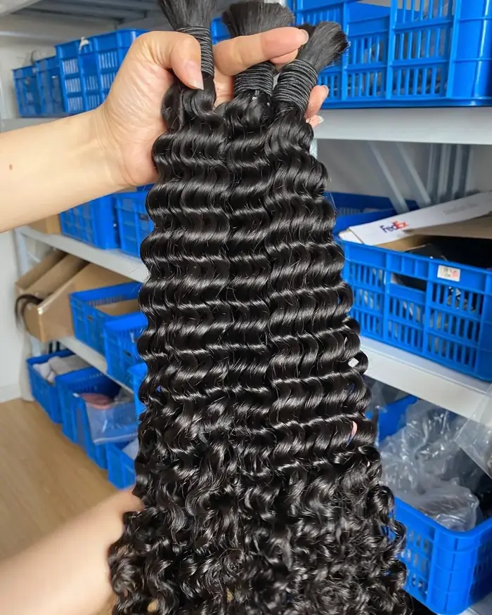 Cheveux humains naturels à tresser 26 28 pouces, ondulation profonde, en vrac, pour tresses bohèmes,