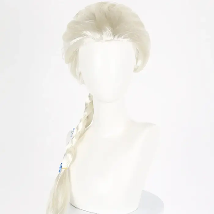 Ensemble de perruques tressées de 70cm de long avec couronne et baguette magique
