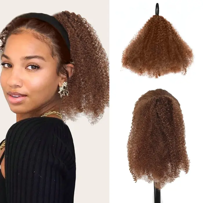 LUPU Kinky Curly Ponytail Clip - en postiche Transformez votre look en quelques secondes Boucles rebondissantes douces pour une ambiance glamour