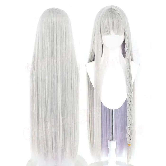 Perruque de cosplay synthétique en fibre Francesca Prelati HSIU, longue, gris argenté mélangé violet