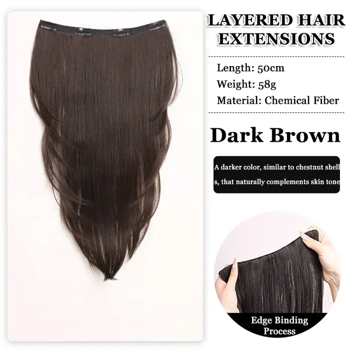 Extensions de cheveux synthétiques AOSIQUEEN à boucles intérieures, ultra-fines et invisibles, pour femmes, en une seule pièce, longues et droites