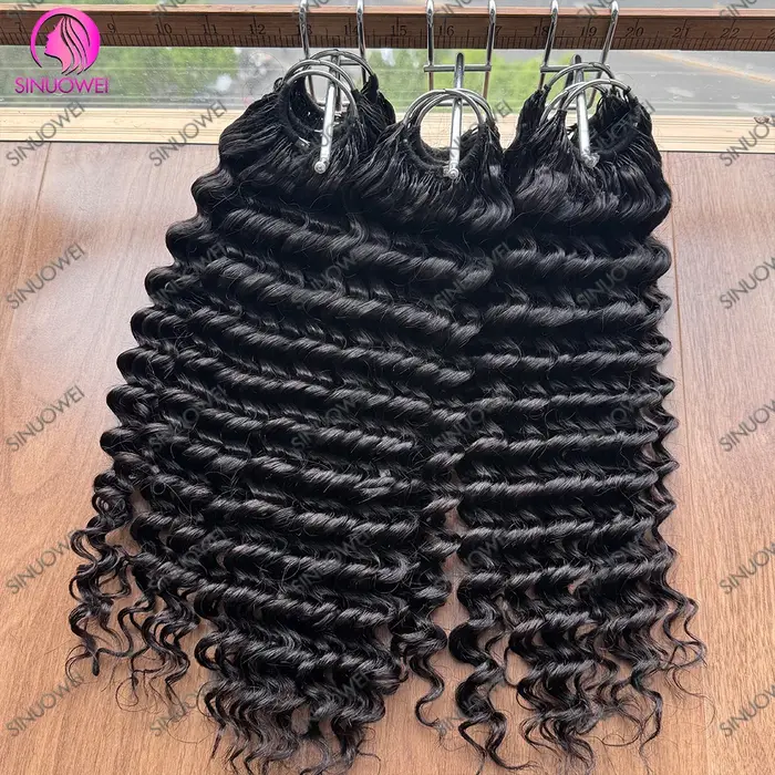 Extensions de cheveux bouclés en plumes birmanes couleur noir naturel 12A
