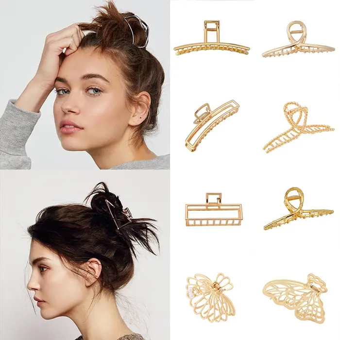 Pinces à cheveux crabe en métal pour femmes