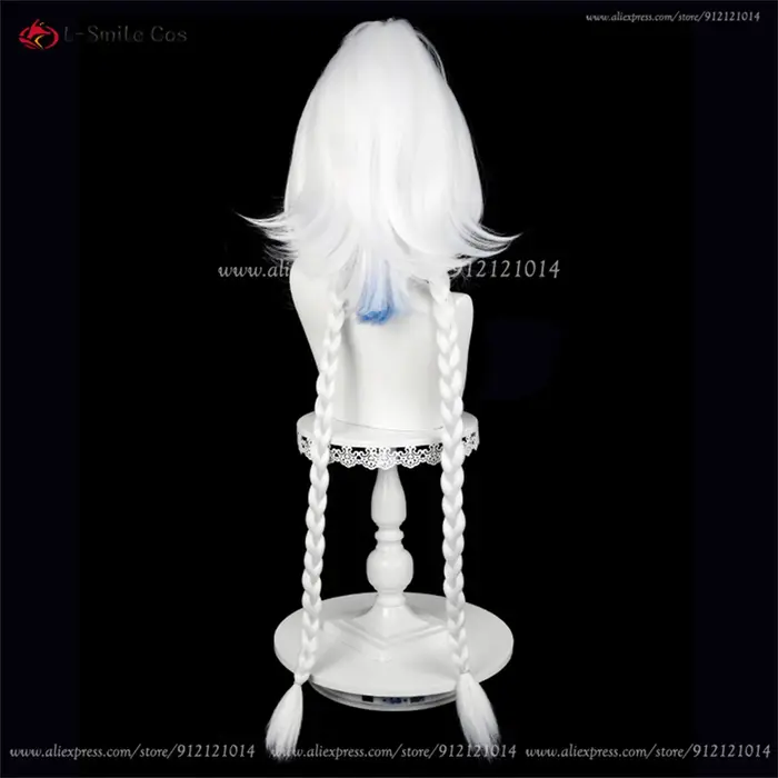 Mualani Cosplay perruque 110 cm de Long tressé blanc bleu perruques mixtes Meztli