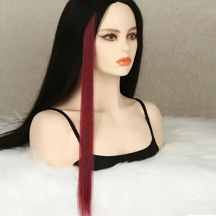 5 pièces/ensemble cheveux longs raides dans les Extensions pince synthétique