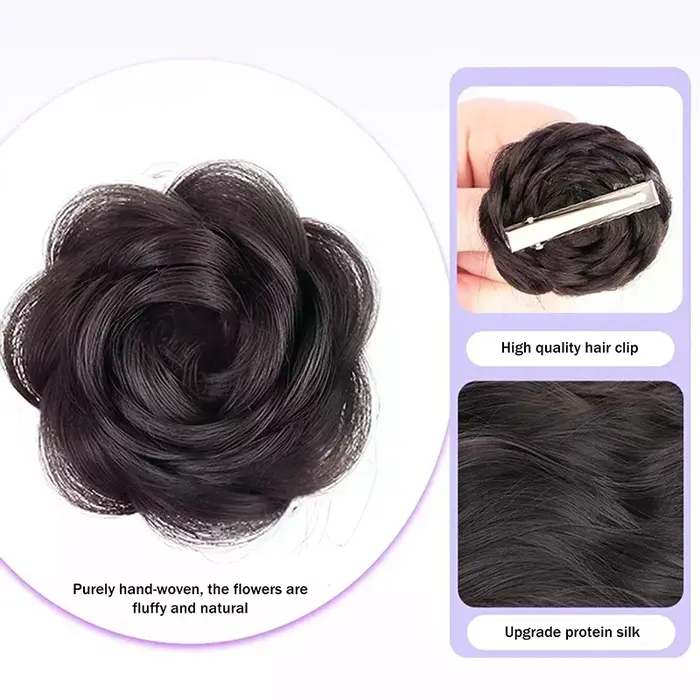 Postiche synthétique chignon avec pince à bec de canard