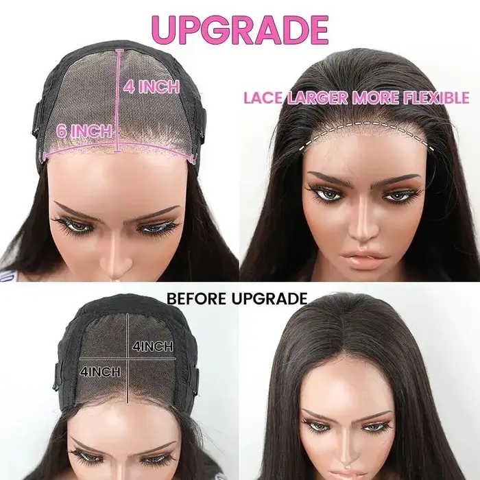 ISEE Hair-Go Glueless Wigs, Water Wave Wig, Short Bob Wig, Transparent, Pré-Cut, Pre-Plucked, 6tage 