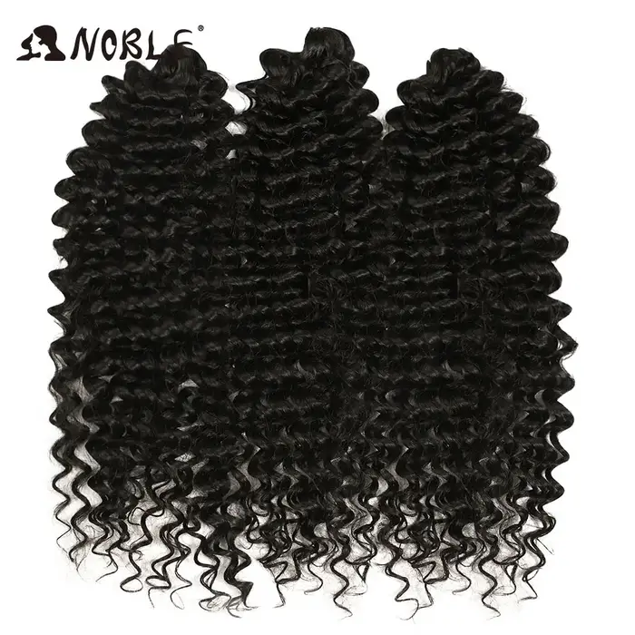 NOBLE Lot de mèches synthétiques ondulées brunes blondes de 24 pouces, fibres haute température, ext