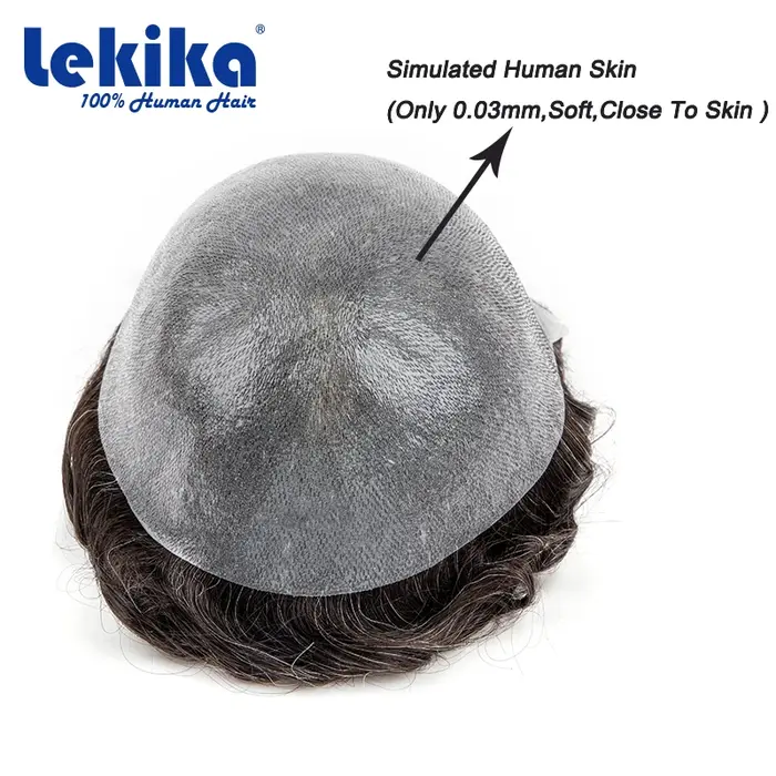 0.03mm PU Ultra mince peau toupet naturel hommes perruque Invisible mâle cheveux prothèse V boucle s
