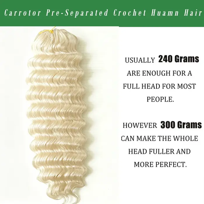 Extensions de cheveux humains tressées au crochet, couleur blond miel 613, ondulations profondes, pré-séparées, sans nœuds