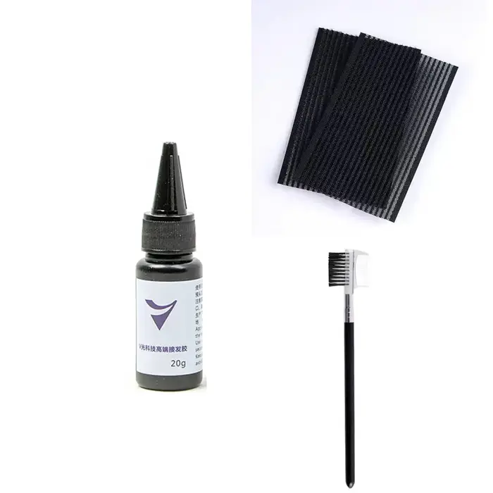 Colle d'extension de cheveux à lumière UV avec dissolvant 20g dissolvant de lumière UV 20ml V colle 