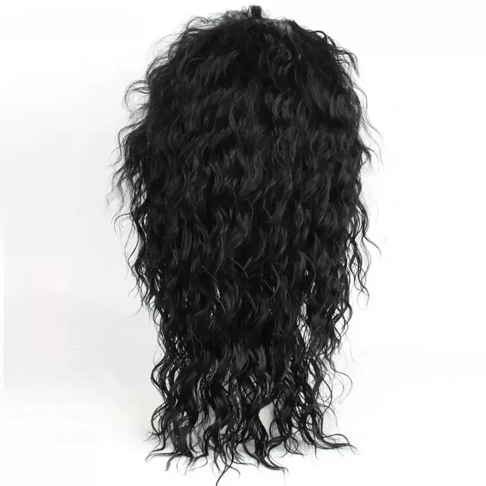 Perruque noire mi-longue bouclée pour cosplay Michael Jackson