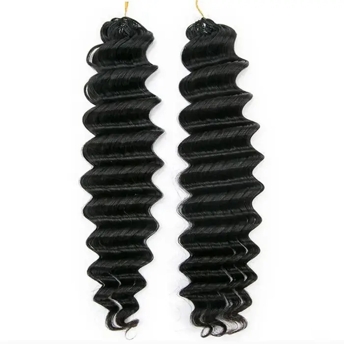 Extensions de cheveux au crochet sans nœuds Deep Wave pré-séparées