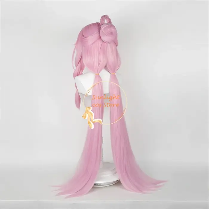 Perruque Cosplay Longue Rose avec Frange