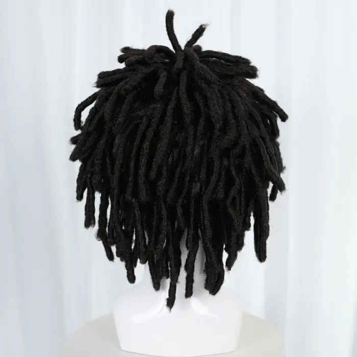Perruque synthétique courte noire à dreadlocks pour hommes – Coiffure Locs texturée élégante et authentique pour la mode