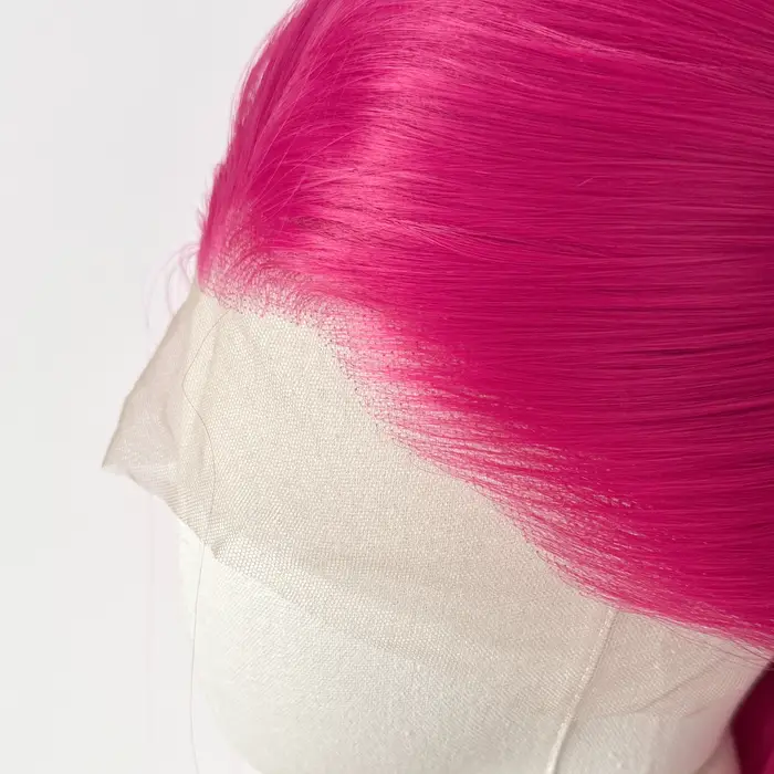 Perruque Lace Front Wig synthétique rose Ashely, 26 pouces, 13x4, longue et lisse, en Fiber résistan