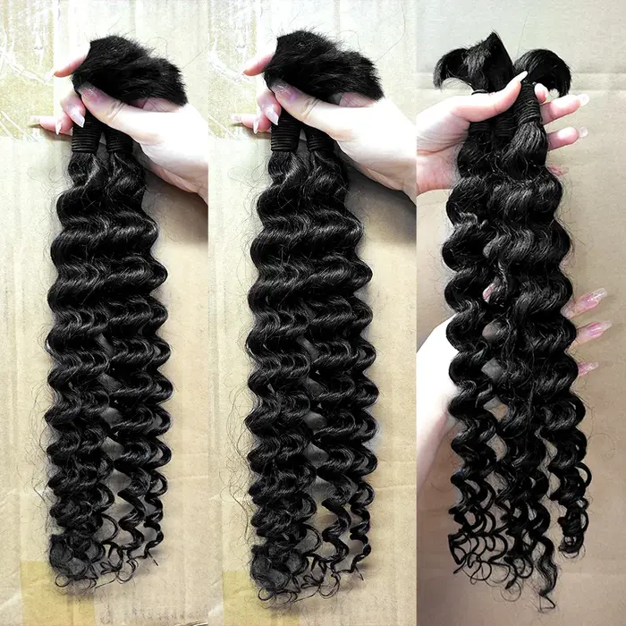 Tressage en vrac cheveux 100% cheveux humains vague profonde sans trame cheveux humains paquets Micr