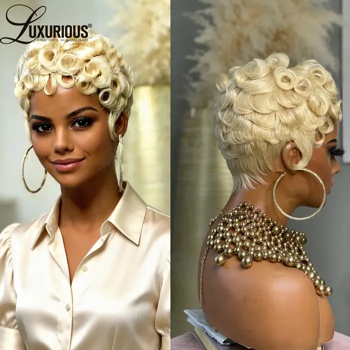 Perruque blonde 613 coupe pixie