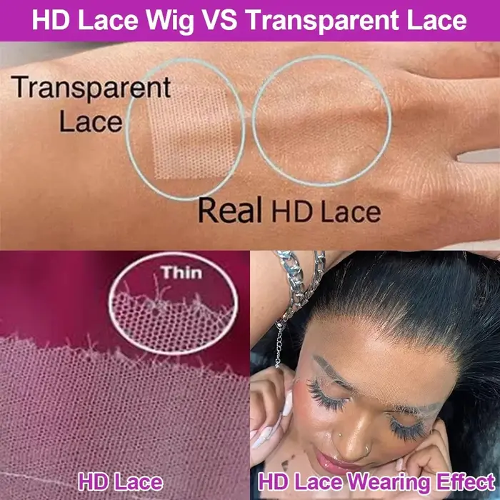Perruque Lace Front Kinky Straight de 40-42 pouces, pré-épilée, Yaki Straight HD 13x4, avec bords 4C