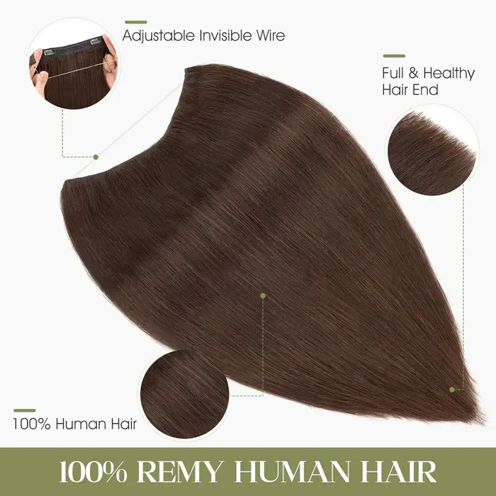 Extensions de cheveux humains Halo avec fil Invisible