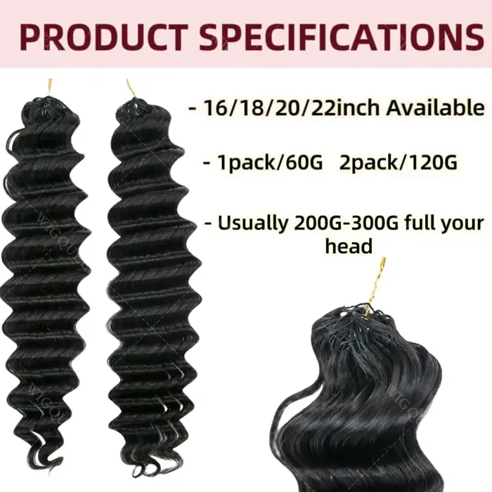 12A sans noeud pré-séparé vague profonde plume Crochet cheveux humains 100% Extensions de cheveux ré