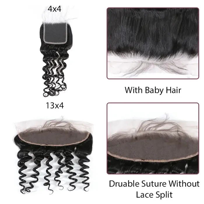 Ali Queen Hair Ondulation Naturelle 2x6 4x4 5x5 Fermeture en dentelle HD Cheveux Humains Frontal en