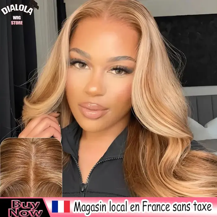 Dialola mettre en évidence perruque 13x4 dentelle frontale vague de corps dentelle avant perruque 13