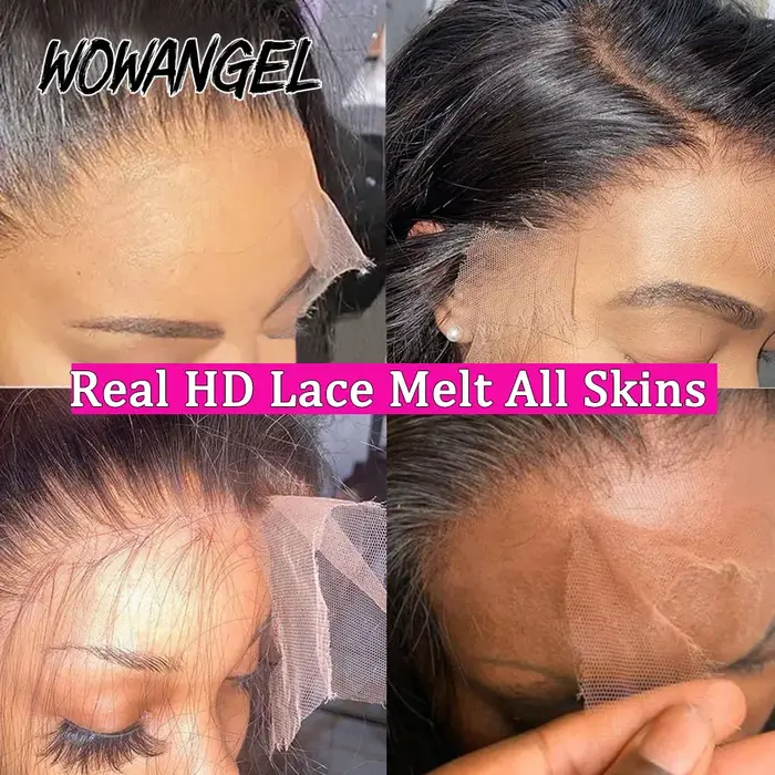34 pouces Real HD Lace Front Wig Cheveux raides pré-plumés 13x6 HD Transparent Lace Frontal Perruque