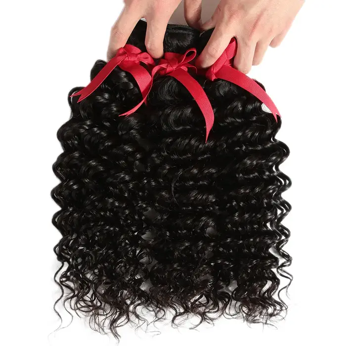 Mèches brésiliennes Remy naturelles élégantes, Deep Wave, 28 pouces, Extensions de cheveux bouclés, 