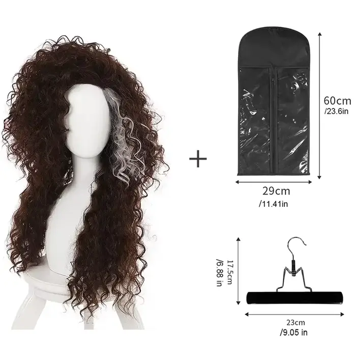Personnage du Film Bellatrix Lestrange Disfraz longue perruque ondulée mixte marron
