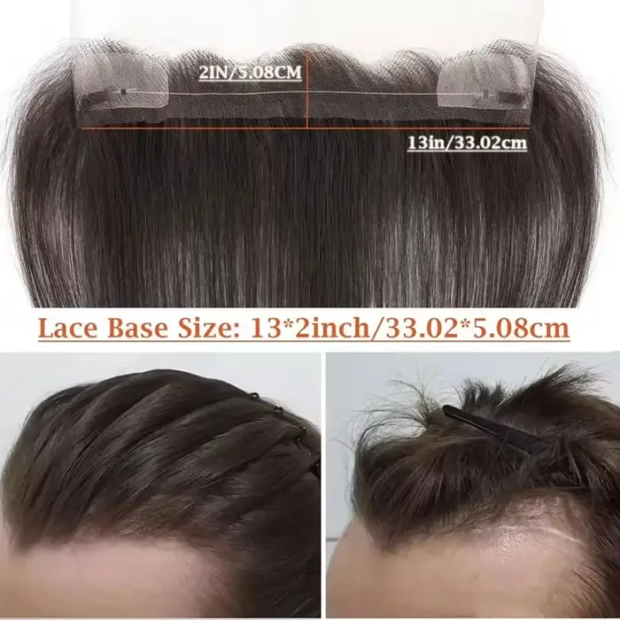 Perruque Lace Frontal Wig naturelle, naissance des cheveux, 13 × 2 pouces, avec ligne de pêche régla