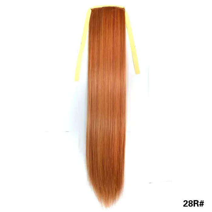 Extensions de queue de cheval longues et droites à clipser, en cheveux synthétiques, couleurs rouge,
