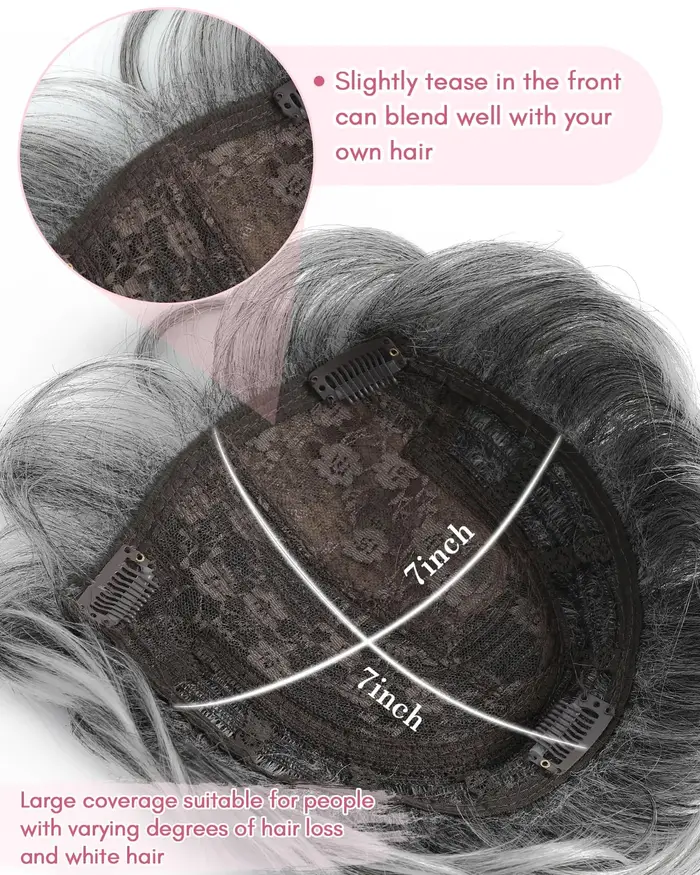 Extensions de cheveux synthétiques ondulés et volumineux gris coupe Pixie pour femmes