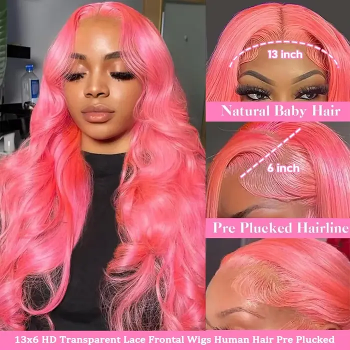 Perruque rose Hd dentelle perruque 13X6 cheveux humains 13X4 vague de corps dentelle avant perruques
